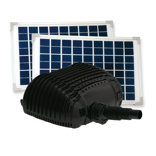 PondMAX 12V DC Water Pump with Solar Panel - PS3500 | 3400 L/H | 50W | Head 3M | 25/32/40MM Tubing